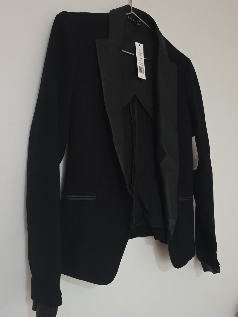 Theory Black Blazer with Leather Lapel